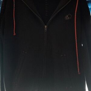 Unisex ONE432 Black Jacket with Red Accents